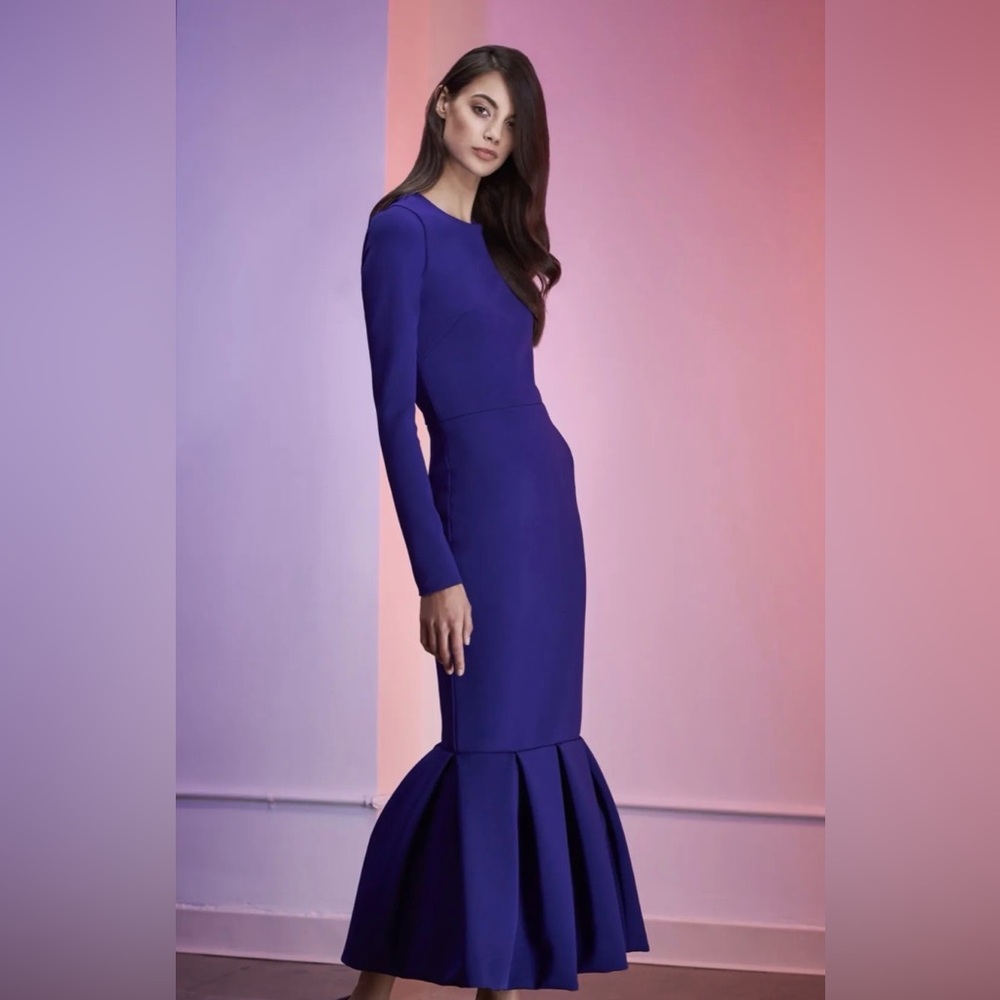 Elegant Long Sleeve Blue Dress